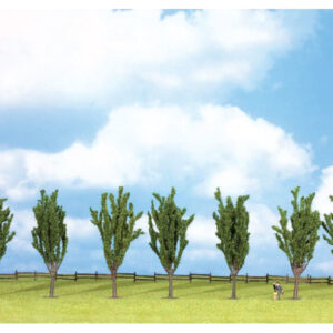 Walthers SceneMaster Poplar Trees pkg(7) -- 4-3/4"  12cm w/Flat Base - HO Scale